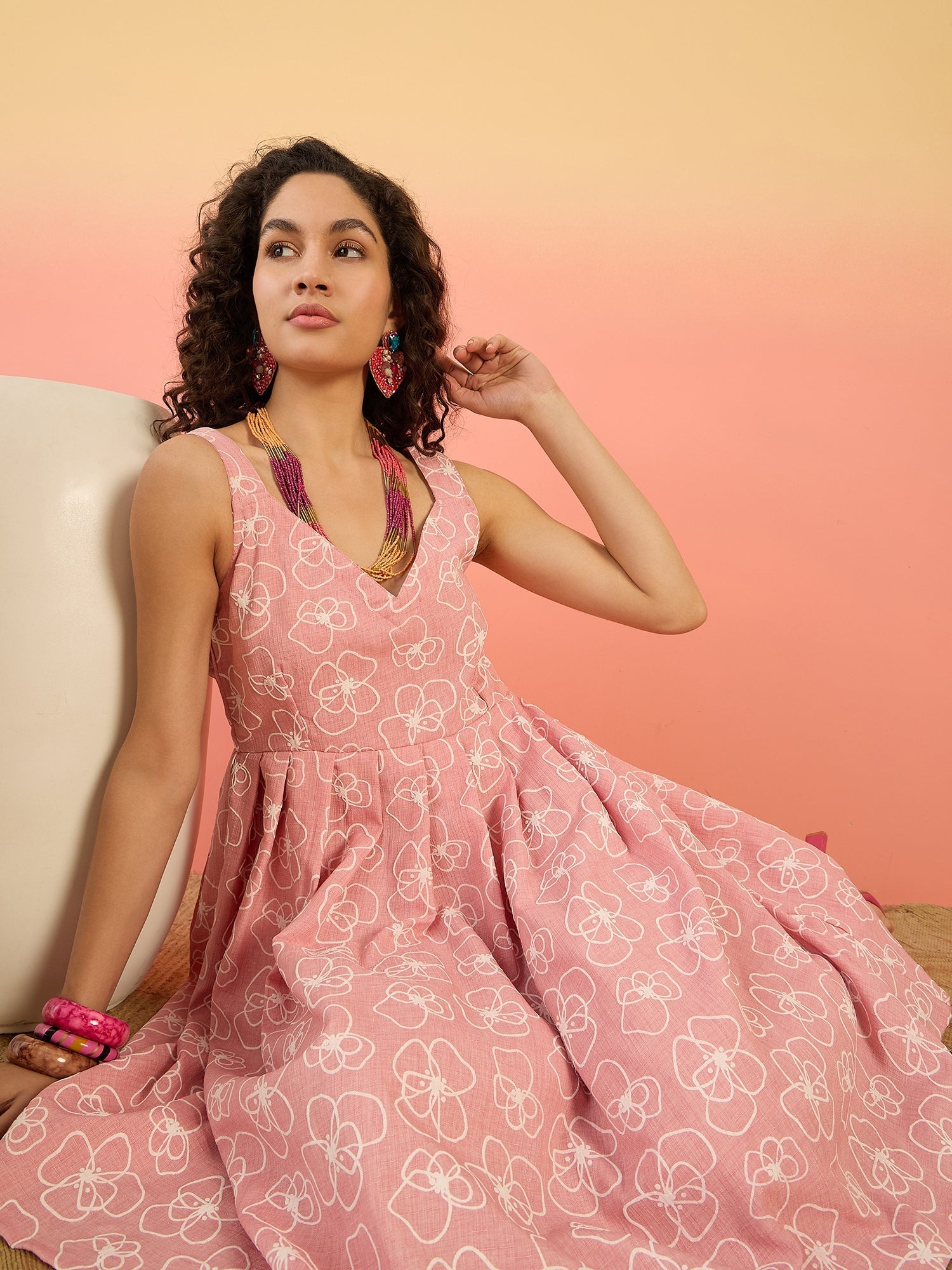 InWeave Pastel Peach Rubber Sweetheart Dress - Distacart