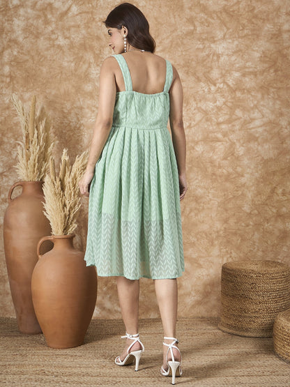 InWeave Mint Green Georgette Sweetheart Dress - Distacart