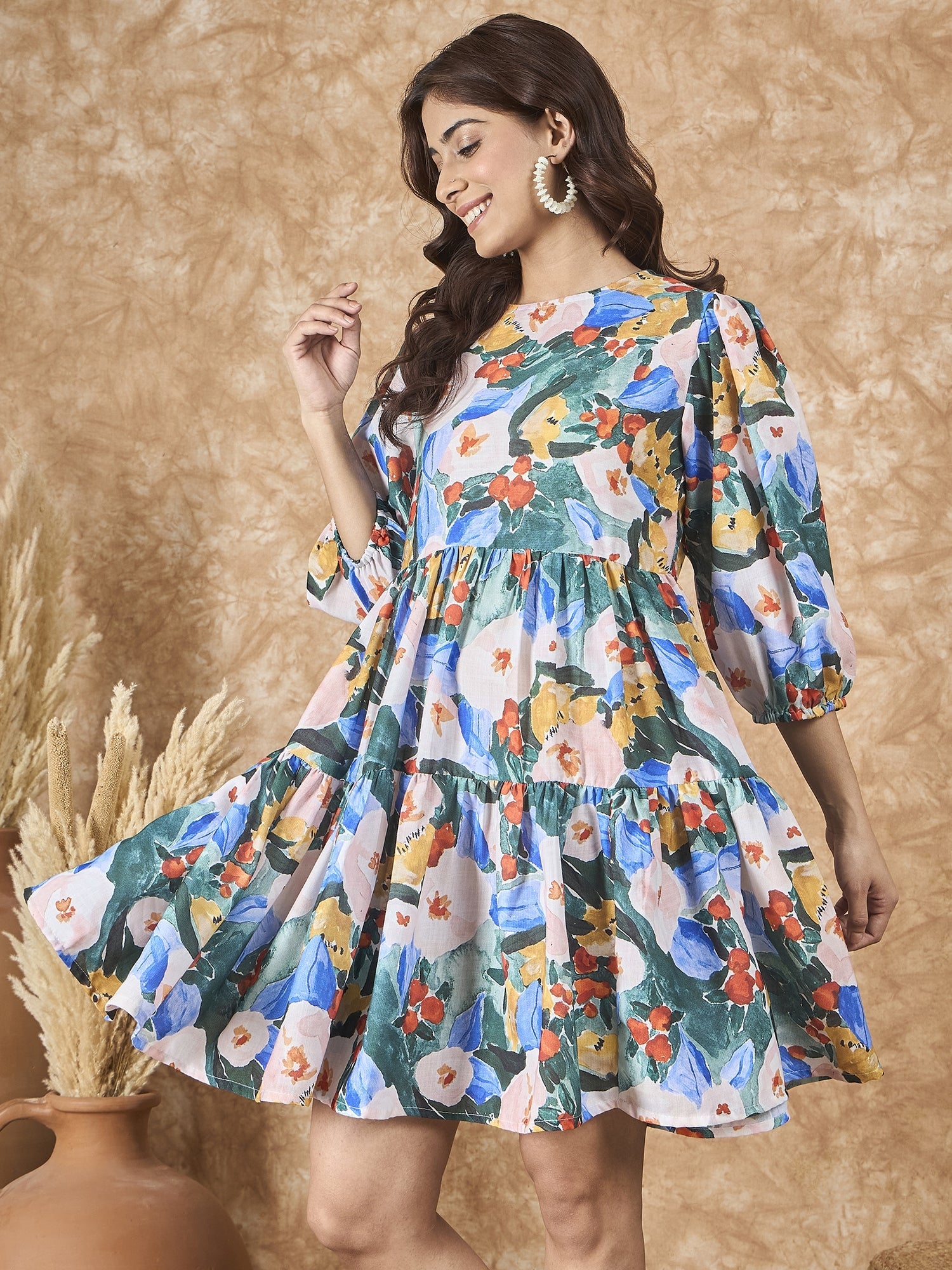 InWeave Multi Abstract Short Dress - Distacart