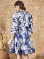 Thumbnail for InWeave Navy White Tie Dye Short Dress