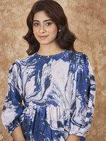 Thumbnail for InWeave Navy White Tie Dye Short Dress