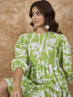 Thumbnail for InWeave Apple Green White Short Dress - Distacart