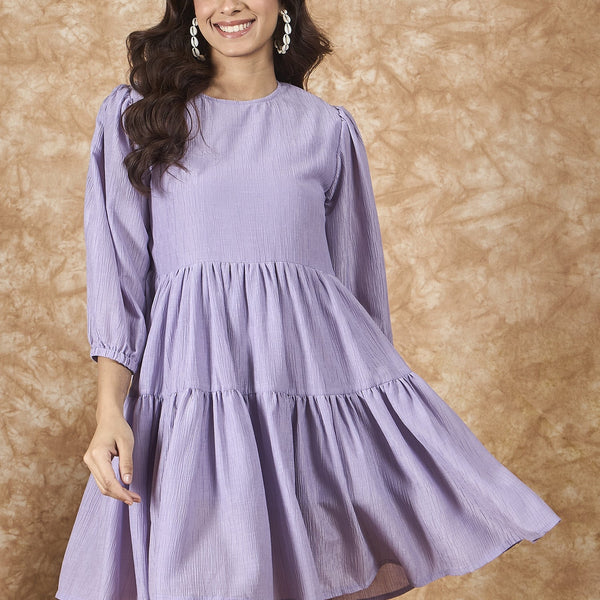 InWeave Lavender Chiffon Short Dress - Distacart