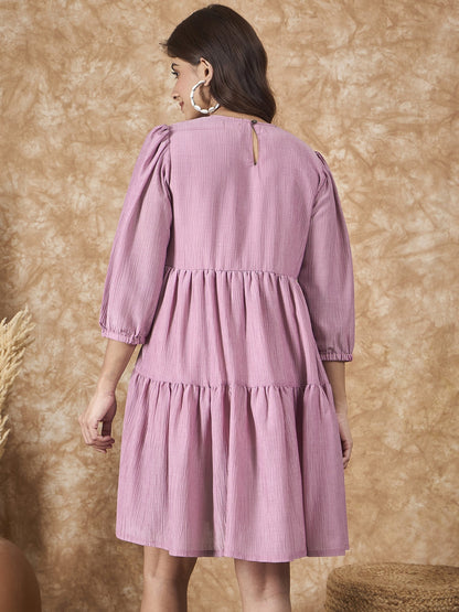 InWeave Mulberry Pink Chiffon Short Dress - Distacart