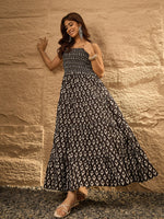 Thumbnail for InWeave Black Arrow Ikkat Tiered Dress