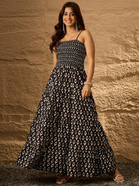 Thumbnail for InWeave Black Arrow Ikkat Tiered Dress