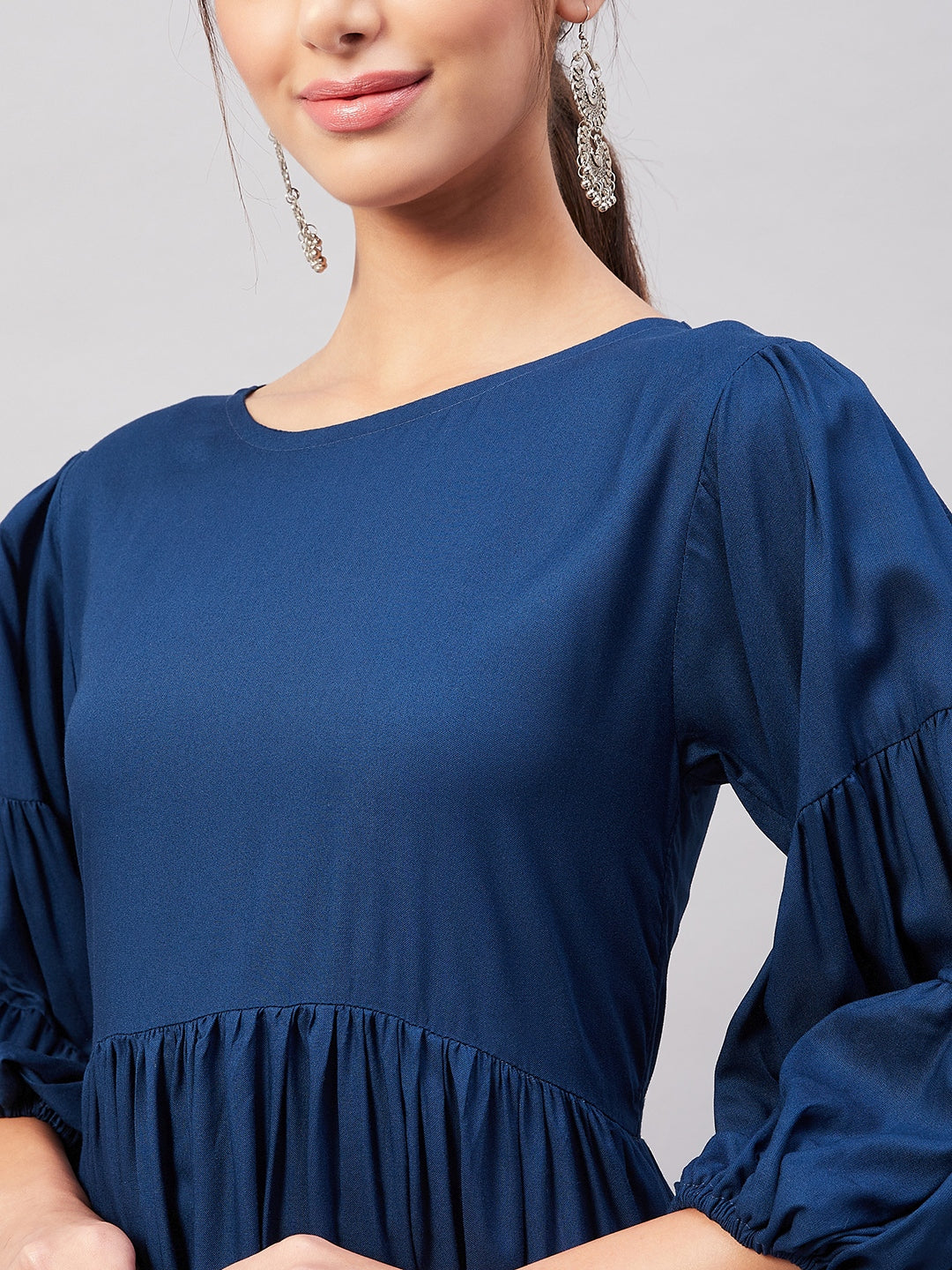 InWeave Teal Blue Flared Dress - Distacart