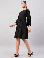 Thumbnail for InWeave Solid Black Flared Dress