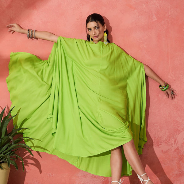 InWeave Lime Green Rayon Cowel Style Kaftan - Distacart