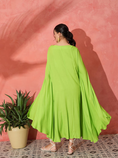 InWeave Lime Green Rayon Cowel Style Kaftan - Distacart
