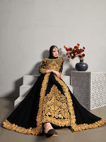 Thumbnail for Monjolika Fashion Designer Real Georgette With Embroidered Pakistani Anarkali Suits In Black Color