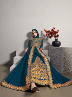 Thumbnail for Monjolika Fashion Designer Real Georgette With Embroidered Pakistani Anarkali Suits In Teal Color