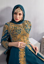 Thumbnail for Monjolika Fashion Designer Real Georgette With Embroidered Pakistani Anarkali Suits In Teal Color