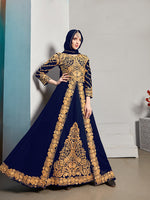 Thumbnail for Monjolika Fashion Designer Real Georgette With Embroidered Pakistani Anarkali Suits In Navy Blue Color