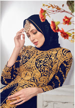 Thumbnail for Monjolika Fashion Designer Real Georgette With Embroidered Pakistani Anarkali Suits In Navy Blue Color