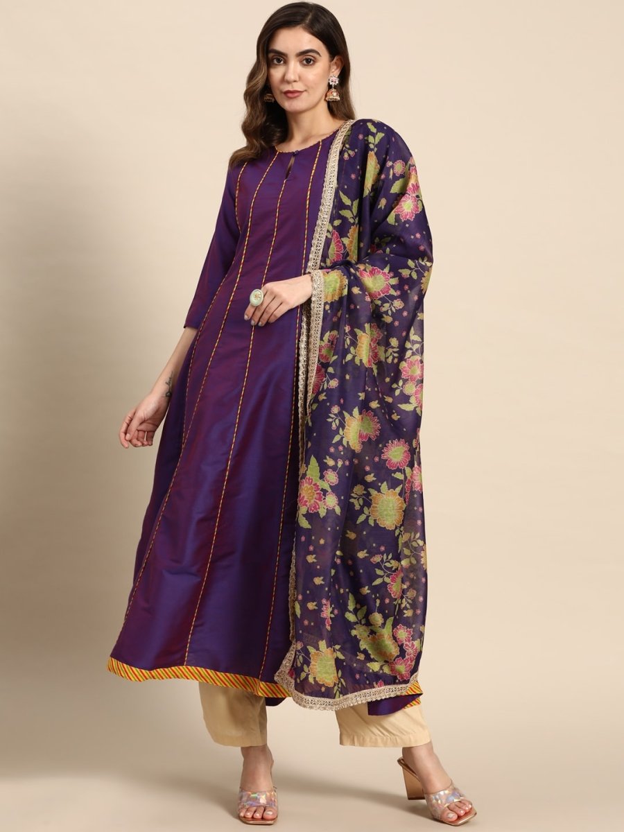 All About You Women Keyhole Neck A-Line Kurta & Dupatta - Distacart