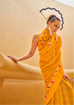 Thumbnail for Monjolika Fashion Yellow Printed Georgette Contemporary Saree