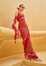 Thumbnail for Monjolika Fashion Red Printed Georgette Contemporary Saree