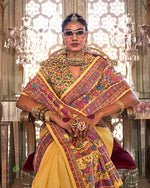 Thumbnail for Monjolika Fashion Silk Yellow Printed Traditional Festival Saree With Blouse