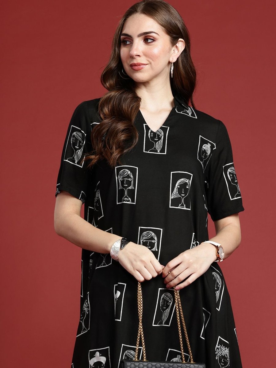 Anouk Women Tribal Print Shirt Collar Kurta - Distacart