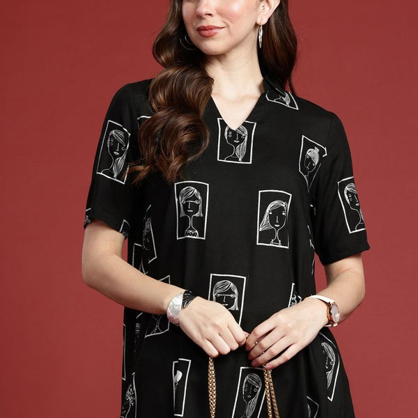 Anouk Women Tribal Print Shirt Collar Kurta - Distacart