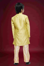 Thumbnail for Raivat Ethnic Kids Banarasi Jacquard Woven Work Semi Indo Western Set Beige Colour - Distacart