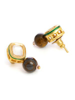 Thumbnail for Ruby Raang Brown Tiger Eye Stone Kundan Studs