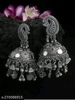 Thumbnail for Tehzeeb Creations Women's Black Oxidised Earrings With Ghungroo - Distacart