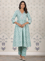 Thumbnail for Ode by House of Pataudi Floral Printed Pure Cotton Kurta With Palozza & Dupatta - Distacart