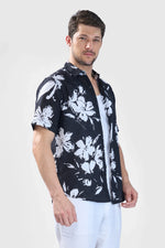 Thumbnail for Xkind Black Floral Printed Textured Regular Fit Shirt