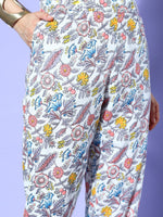 Thumbnail for All About You Women Cream-Coloured Floral Printed Regular Gotta Patti Pure Cotton Kurta with Trousers & With - Distacart