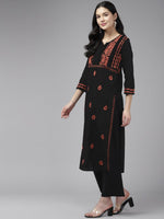 Thumbnail for ADA Ethnic Motifs Embroidered Chikankari Cotton Straight Kurta - Distacart