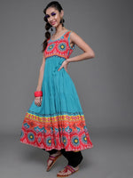 Thumbnail for Aks Floral Printed Sleeveless Cotton Silk Anarkali Kurta - Distacart