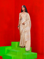 Thumbnail for Monjolika Fashion Ivory Weaving Tissue Zari Classic Saree - Distacart