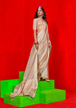 Thumbnail for Monjolika Fashion Ivory Weaving Tissue Zari Classic Saree - Distacart