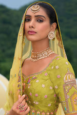 Thumbnail for Monjolika Fashion Designer Silk Multi Color Bridal Wear Khatli Work Readymade Lehenga Choli