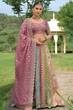 Thumbnail for Monjolika Fashion Designer Silk Multi Color Bridal Wear Khatli Work Readymade Lehenga Choli