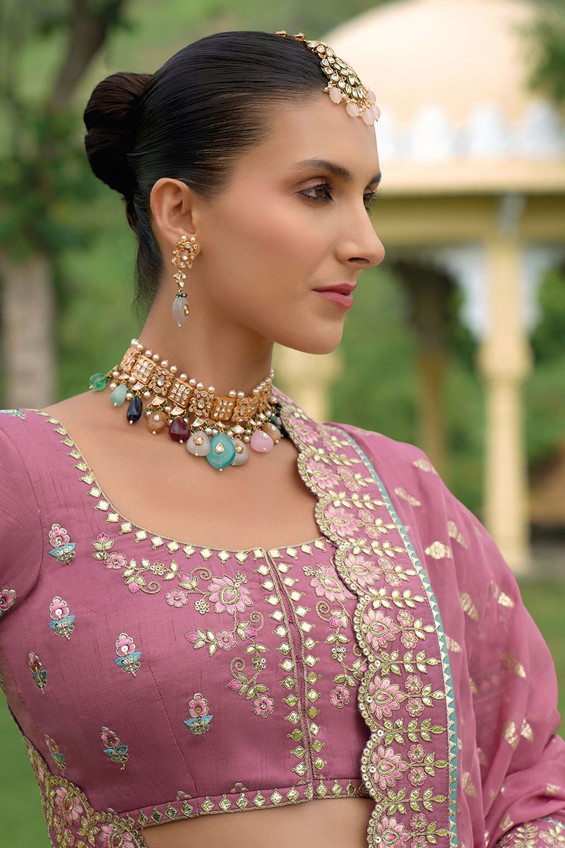 Monjolika Fashion Designer Silk Multi Color Bridal Wear Khatli Work Readymade Lehenga Choli