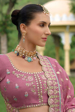 Thumbnail for Monjolika Fashion Designer Silk Multi Color Bridal Wear Khatli Work Readymade Lehenga Choli