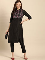 Thumbnail for All About You Women Black Embroidered Kurta with Trousers - Distacart