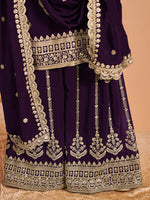Thumbnail for Monjolika Fashion Purple Color Embroidered Santoon Georgette Salwar Suit