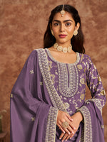 Thumbnail for Monjolika Fashion Lavender Color Embroidered Santoon Silk Salwar Suit