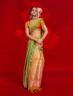 Thumbnail for Monjolika Fashion Green Color Weaving Silk Traditional Saree For Classic Look - Distacart