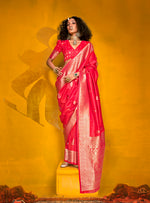 Thumbnail for Monjolika Fashion Charming Bright Red Color Silk Saree With Fine Zari Weave