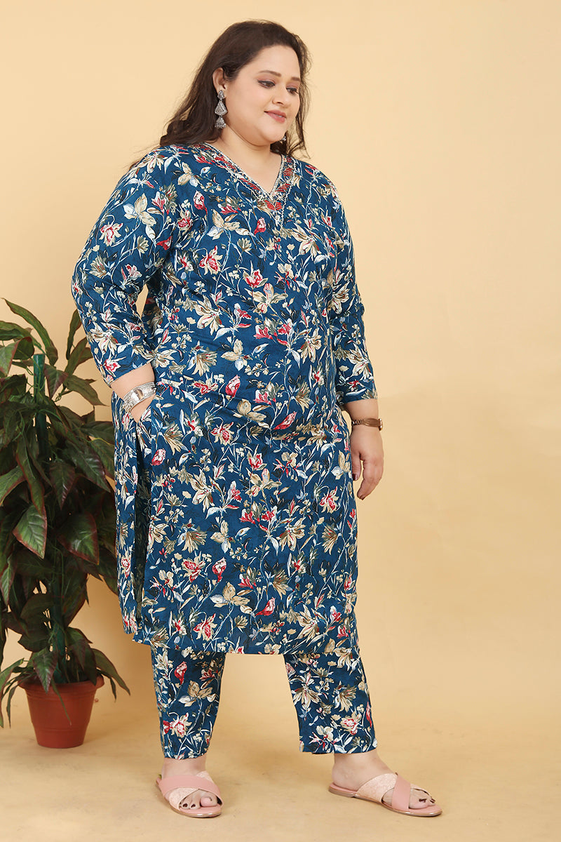 Monjolika Fashion Blue Premium Lichi Viscose Hand Work Classic Salwar Suit