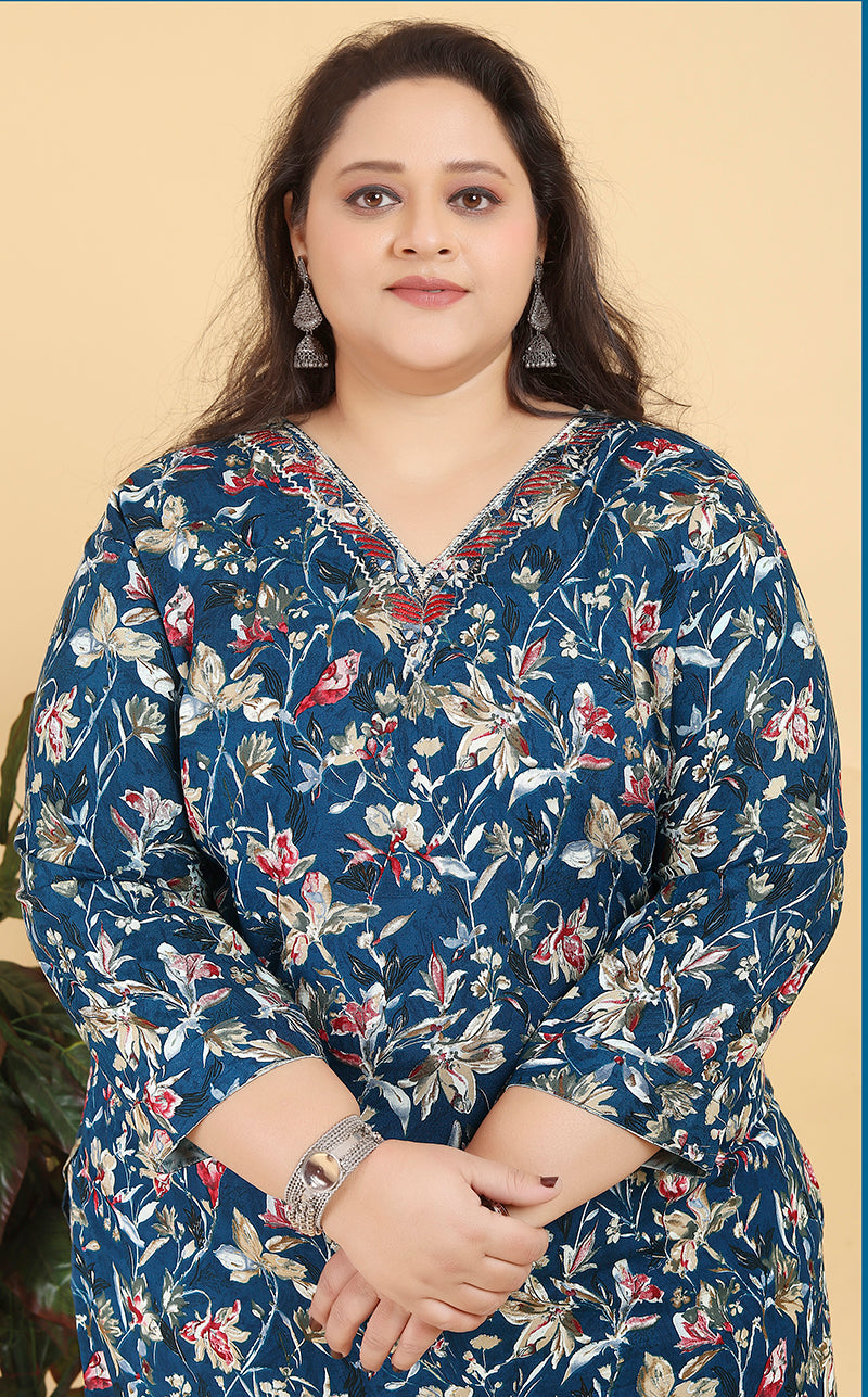 Monjolika Fashion Blue Premium Lichi Viscose Hand Work Classic Salwar Suit