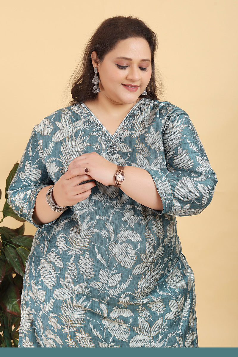 Monjolika Fashion Grey Premium Lichi Viscose Hand Work Classic Salwar Suit