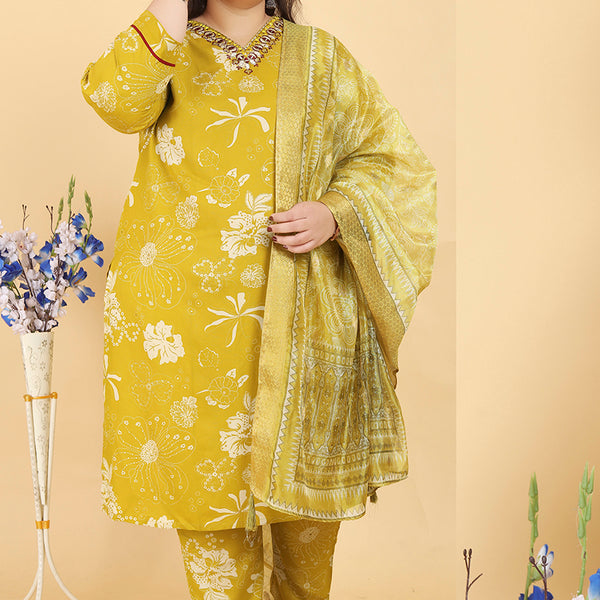 Monjolika Fashion Mustard Premium Rayon Hand Work Classic Salwar Suit