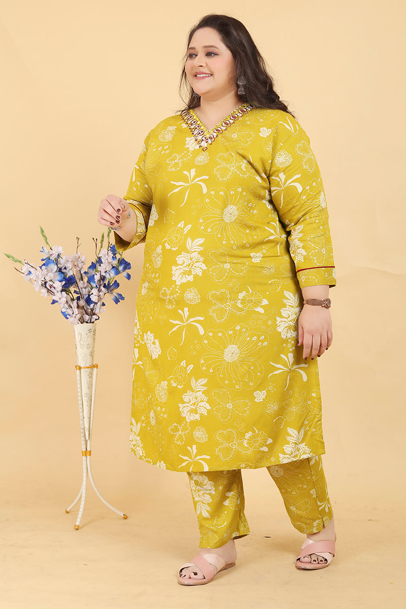 Monjolika Fashion Mustard Premium Rayon Hand Work Classic Salwar Suit