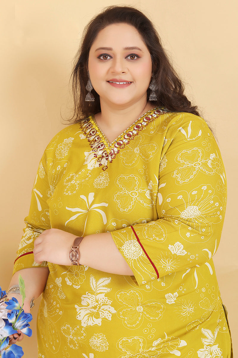 Monjolika Fashion Mustard Premium Rayon Hand Work Classic Salwar Suit